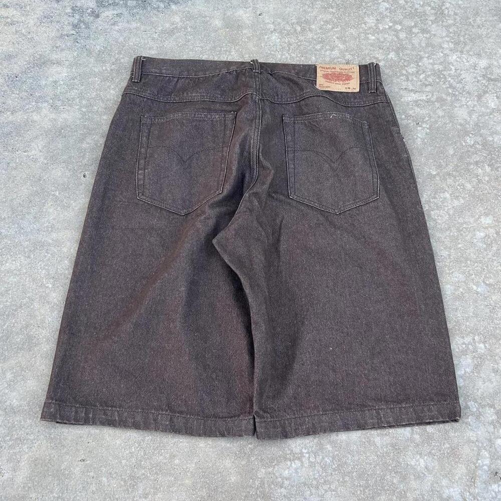Vintage Baggy Brown Jorts Long Wide Denim Jeans Skater Grunge Y2k Shorts
